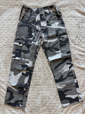 Gray Black White Camo Cargo Pants